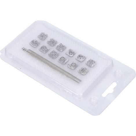 12Pcs Stamping Punch Tool Leather Craft Alloy Steel DIY Vegetable Leather Stamper 1Pc Handle(12 Kinds of Tang Dynasty Flower ) (1/5)