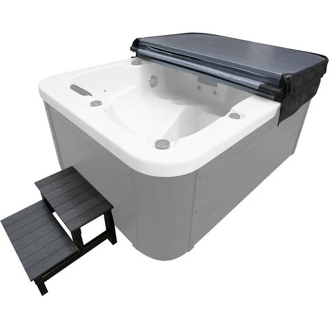 Home Deluxe – Couverture thermique pour spa 210 x 160 cm – Escalier d'accès 62 x 54 x 40 cm – Similicuir isolant – Supporte jusqu'à 150 kg