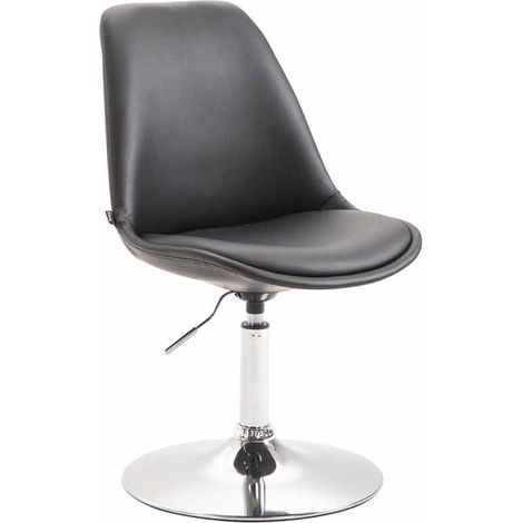 Sedia da pranzo x1 girevole e regolabile in altezza in PVC nero e piede a tromba in metallo cromato 100003777