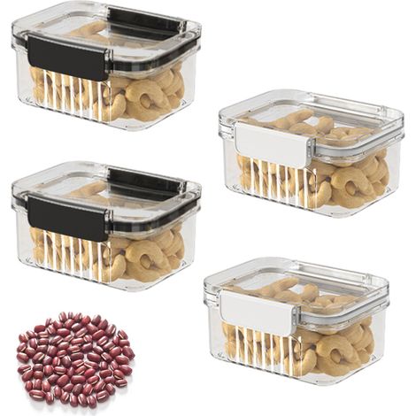 Lot de 4 boîtes de conservation, hermétiques, PET et PP, 460 ml, pour cuisine (1/5)