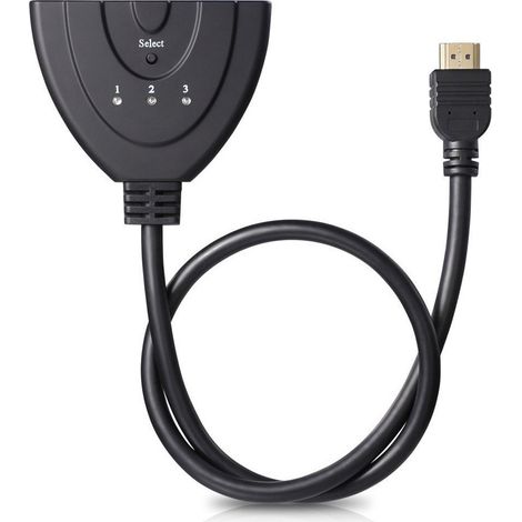 Commutateur HDMI - 3 Entrées vers 1 Sortie - Résolution 1080p - Compatible 3D et HDCP - Connecteurs Plaqués Or - 1 Pièce (1/5)