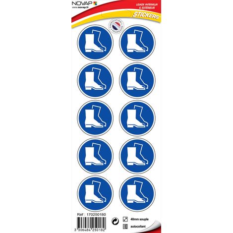 Planche 10 Pictogrammes Ø 40mm - Obligation de Porter des Chaussures de Sécurité - 4250182