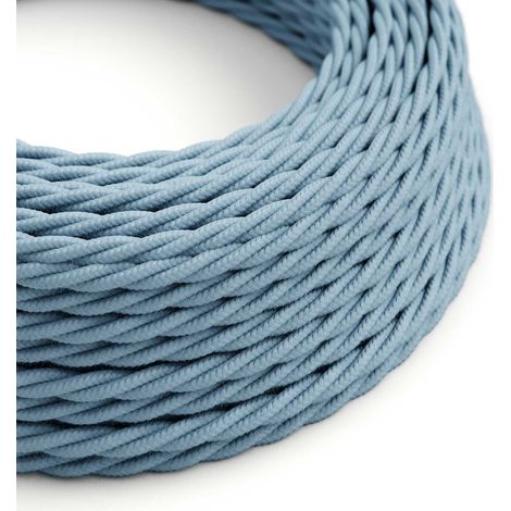 Creative-Cables Cavo elettrico rivestito in tessuto, Blu Oceano TC53, 2 x 0,75 mm², 50 m, Cotone trecciato