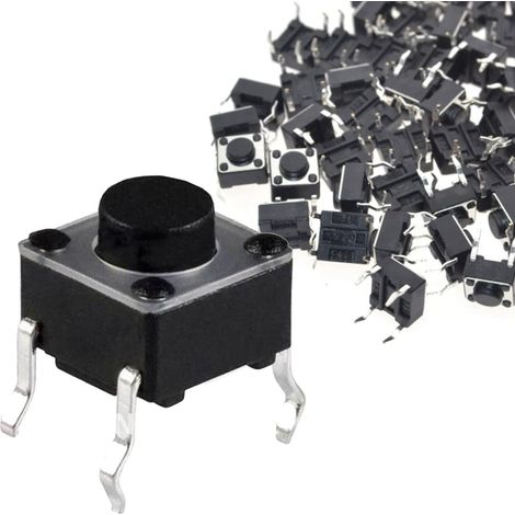 100PCS Tactile Tact Bouton Poussoir 4Pin 6x6x5mm Interrupteur Momentané Vertical Bouton Miniature Composants électroniques pour Panneau PCB (1/5)