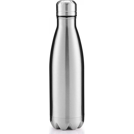 Tasse isotherme - 500 ml - Bouteille isotherme - Bouteille isotherme - Gourde - Gourde de voyage - Thermos - Monocouche - Acier inoxydable - Argent - Pour Café, Thee, eau chaude et boissons fraîches (1/4)