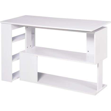 Weißer Eckschreibtisch mit 5 Ablagen, 120 x 100 x 74,5 cm