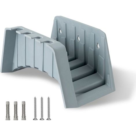 Spalla porta tubi idraulici da giardino in plastica con agganci per accessori e set da fissaggio - (C) (1/4)