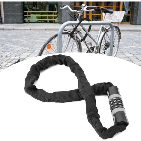 Cadenas antivol à combinaison 4 chiffres avec chaîne acier renforcé pour vélo et porte vitrée (Gris-Noir) (1/5)