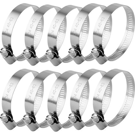 Collier de Serrage Tuyau Réglable 40-63mm, Collier de Serrage Inox 304 Collier Serrage Métallique pour Tuyaux, Plomberie,Piscine et Applications Mécaniques avec Fixation Sécurisée (1/5)