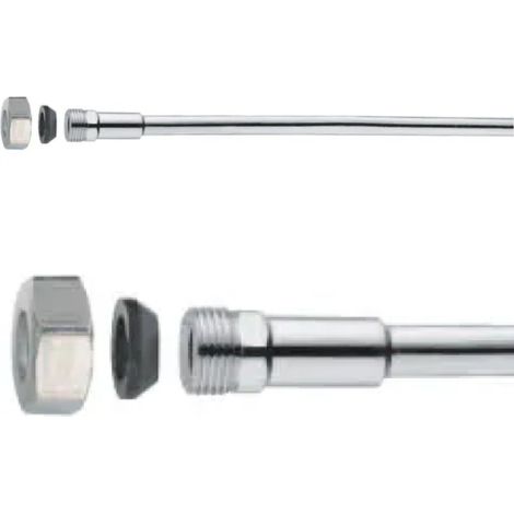 PROLUNGA PER CANNETTA MONOFORO IN RAME RICOTTO CROMATA 3/8ø10 MM 300