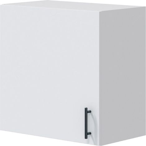 Meuble à suspendre, meuble haut pour cuisine avec 1 porte coloris blanc brillant - hauteur 59 x longueur 60 x profondeur 34 cm (1/5)