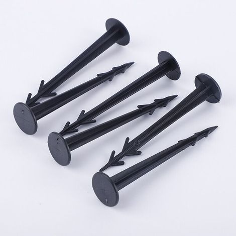 Piquets d'ancrage en plastique noir Ulisem 12 cm, résistants aux UV, 100 pièces (1/4)