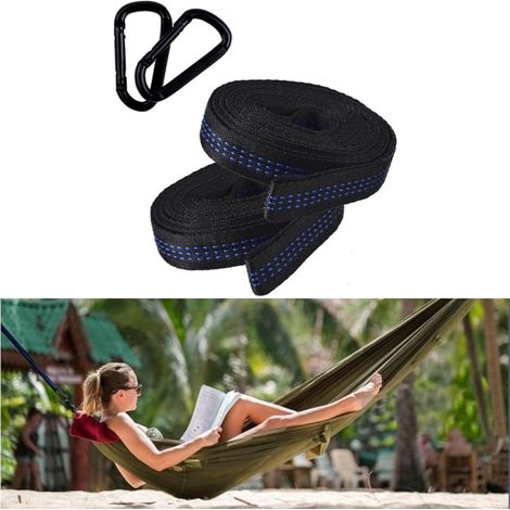 Filiyano-Lot de 2 sangles pour hamac - Accessoires universels pour hamac de camping - Faciles à monter - Durables - Noires (1/5)