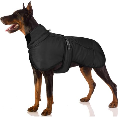 Manteau d'hiver pour Chien Veste Chaud Coupe-Vent Vêtements Réfléchissant Extérieur Intérieur pour Temps Froid Manteaux Gilet Réglable Chiens de Moyenne et Grande Taille 5XL Noir (1/5)