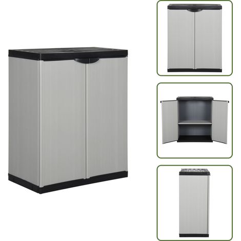 Armadio con ripiano - vidaXL Armadietto da Giardino con 1 Ripiano Grigio e Nero 68x40x85 cm - Armadio con lucchetto