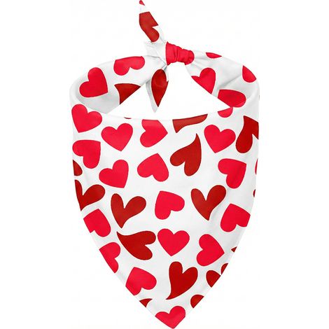 Set de bandanas assortis pour la Saint-Valentin pour chiens, foulard triangle réversible pour chiens petits, moyens et grands, Taille ajustable, Cadeau - Cœur blanc (1/5)