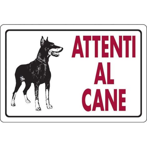 START Cartello Attenti al Cane Dobermann scritta rossa 30CMx20CM Plastica (1/2)
