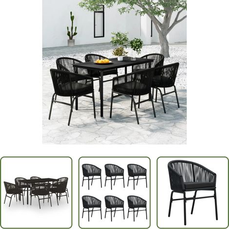 Salle à manger extérieure - Ensemble à manger de jardin 7 pcs Noir (1/5)