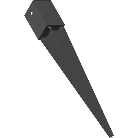 Support de poteau à enfoncer 70x70 mm – Résistant avec traitement cataphorèse – Fond platine avec évacuation d'eau – Pour poteaux bois dur – Mermier