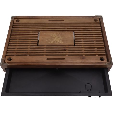 Plateau à thé Gongfu avec système de récupération et d'évacuation de l'eau, décoration intérieure, plateau de service marron (1/5)