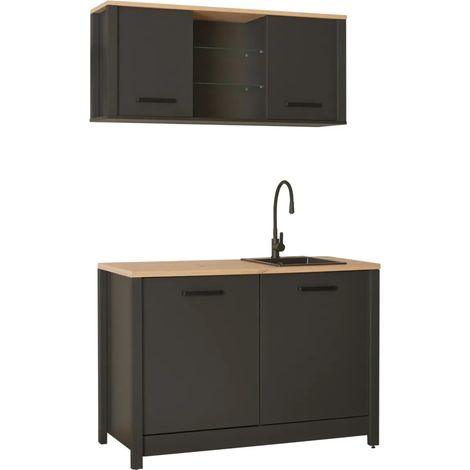 Mobile Cucina Modulare con Pensile e Sottolavello Antracite Rovere (1/5)