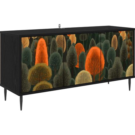 TV-Schrank ZAANDAM 102 x 33 x 51 cm Schwarz Eichen-Optik vidaXL (1/5)