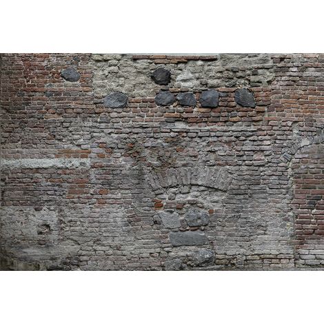 Papier peint panoramique gris anthracite pour cuisine | Tapisserie panoramique imitation mur de brique | Papier peint panoramique industriel - 267 x 400 cm (4 pièces) (1/2)