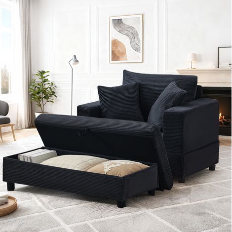 Sofá chaise longue con almacenaje negro OKMYHOME (1/5)