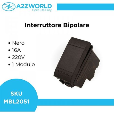Interruttore Bipolare 2P 16A 220V MBL Nero 1M Compatibile Bticino Living International Illuminabile BLN0402