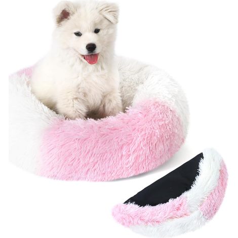 Panier Chat Rond Dehoussable et Lavable 40 cm rose