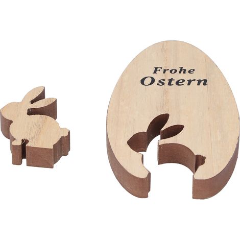 Décoration de Table en Forme d'Oeuf en Bois - Lapin Mignon pour Bureau et Maison (1/5)