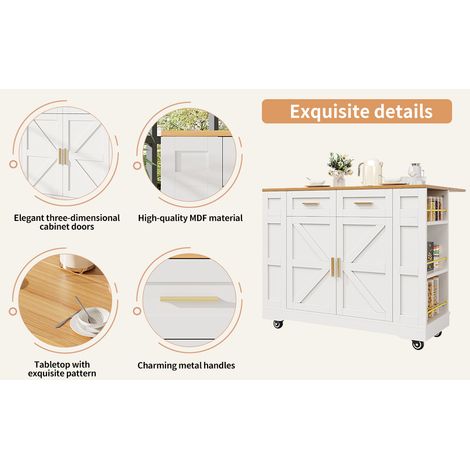 Îlot de cuisine moderne, armoire à casseroles, meuble de rangement pour les plats, table à manger multifonctionnelle avec espace de stockage, meubles de rangement en tissu stretch (1/5)