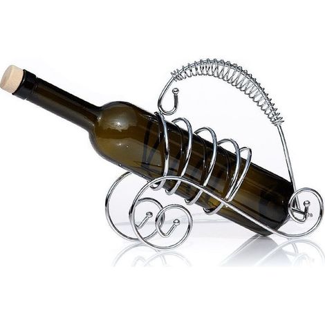 Trade Shop - Verchromte Metallweinflasche Flaschenhalter Design-Unterstützung -