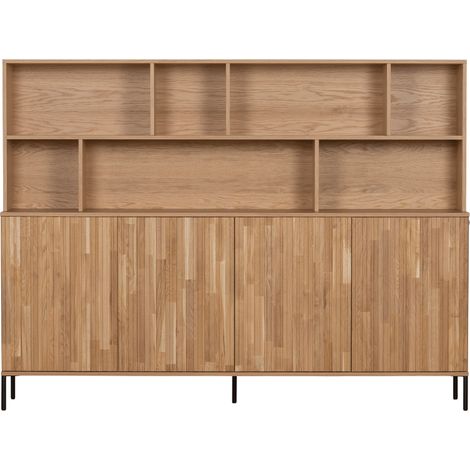 Buffet haut 200cm en chêne avec placards et étagères MAY