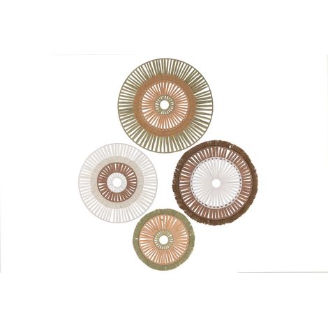 Decoracion Pared Set 4 Rafia Metal 48X2X48 Verde (1/4)