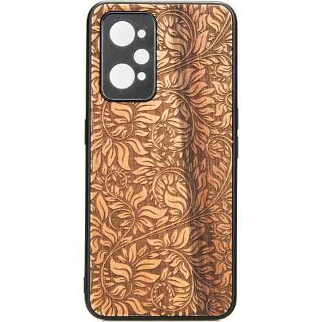 Étui en bois motif feuilles de pommier pour Realme GT 2 / GT Neo 2 / GT Neo 3T