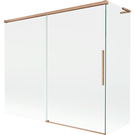 Mexen Rox L paroi de baignoire 2 volets coulissants 180 + 80 x 150 cm, transparent, cuivre brossé - 8C9L-180-080-65-00