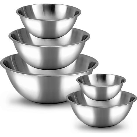 Lot de 5 bols de préparation de repas en acier inoxydable pour maison, réfrigérateur et cuisine, réutilisable, très résistant (1/5)
