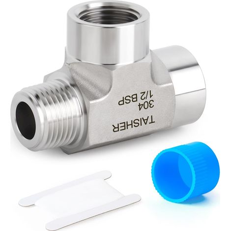 Stück geschmiedete Rohrverschraubung aus Edelstahl 304, 1/4" BSP Außengewinde T-Stück 1/2" (1/5)