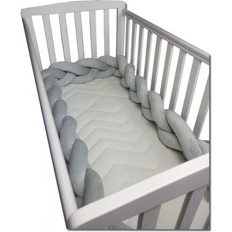Tour de lit gris - 280 cm de long - tressé - cadre de lit pour lit bébé (1/3)