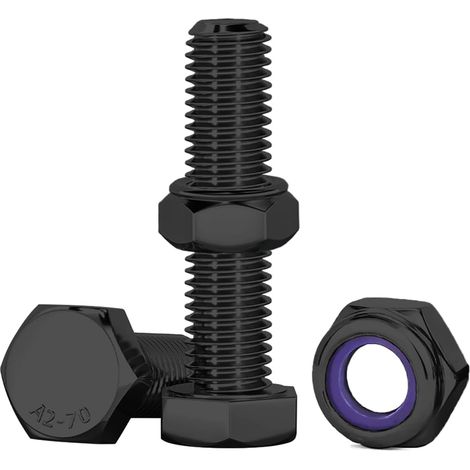 Boulons Et écrous, M8 Boulons à Six Pans Avec écrous Assortiment Noir Acier Inoxydable A2 V2A Vis à Métaux M8 X 40mm 10 Pcs Vis Inox Et écrous Pour Meubles, Voitures, Vélos, Bateaux (1/5)