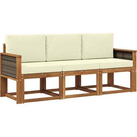 Outdoor Sofa Set 3 pcs Natural and Cream vidaXL (1/5)