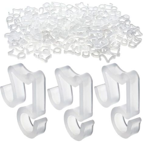 100 ganchos de plástico para colgar luces navideñas, ganchos para canalones, ganchos para exteriores, color blanco.