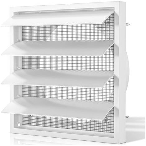 Grille de ventilation blanche à clapet de 150 mm x 175 mm avec moustiquaire intégrée pour climatisation, hotte, abri extérieur, sèche-linge, extracteur d'air, salle de bain, garage (1/5)