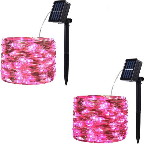 Lot de 2 Guirlande lumineuse, 100 LED, Fil de cuivre, 8 modes, Étanche IP44, Jardin Terrasse Fête (1/5)
