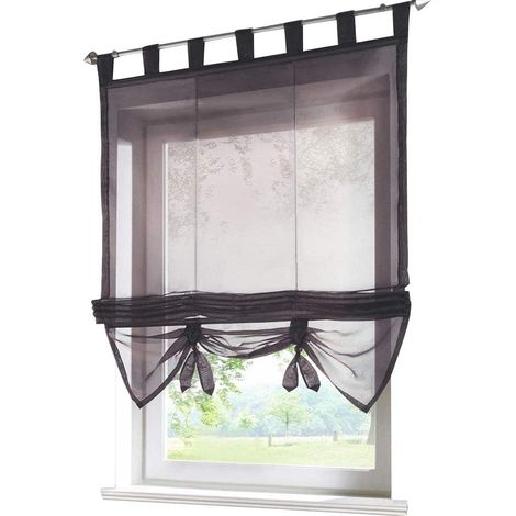Store romain avec boucles rideaux cuisine stores romains boucle transparente rideaux aveugles moderne voile gris LxH 120x155cm 1 pièce (1/4)