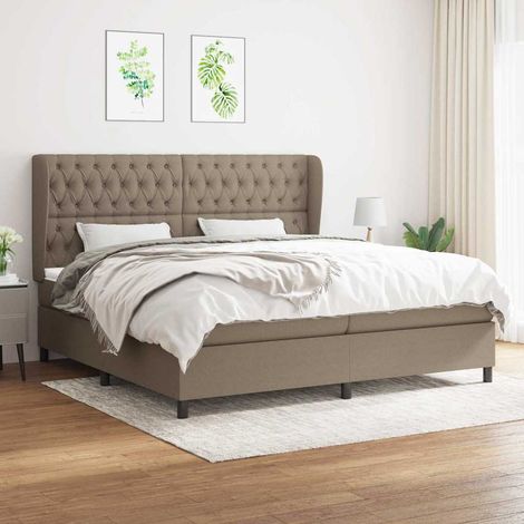 Sommier à lattes de lit avec matelas Taupe 200x200 cm Tissu (1/5)