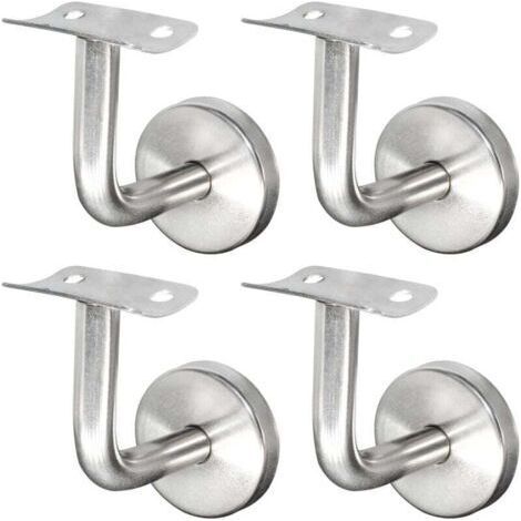 Support de main courante en acier inoxydable 304 pour rampe d'escalier, support mural, rampe en bois, argent (4 pièces),