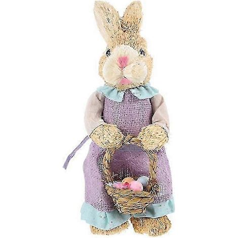 Lapin de Pâques en paille, mignon ornement de lapin, décoration de fenêtre pour la maison, les fêtes et les festivals, photographie C (1/5)