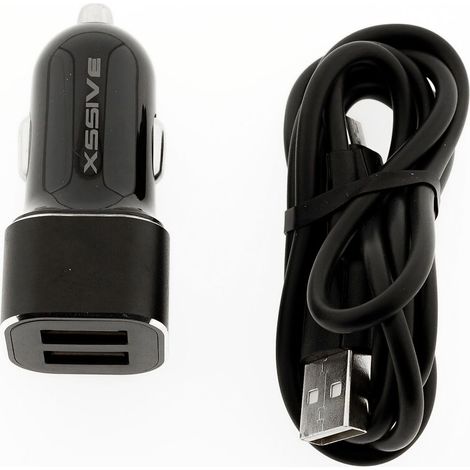 Dual USB KfZ Ladegerät Zigarettenanzünder 2.4A Output 1m Micro Kabel (1/2)